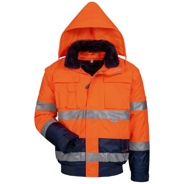 *VOLKER* WARNSCHUTZPILOTJACKE, ORANGE/MARINE