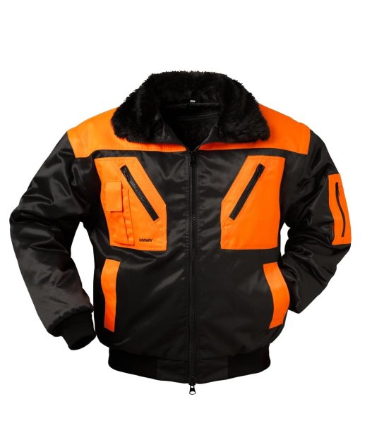 *OSLO* PILOTJACKE SCHWARZ/ORANGE ÄRMEL ABNEHMBAR