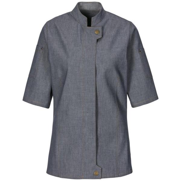 231 - Damenkochjacke Modern, Kurzarm, Denim, Fb. navy
