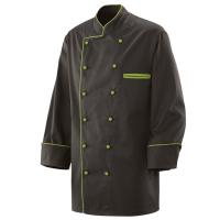 207 - Kochjacke schwarz langarm mit Paspel in...