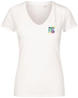 V-Ausschnitt T-Shirt Damen Weiß M