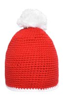 Pompon Hat with Contrast Stripe