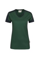 HAKRO Damen V-Shirt Contrast Mikralinar&reg;